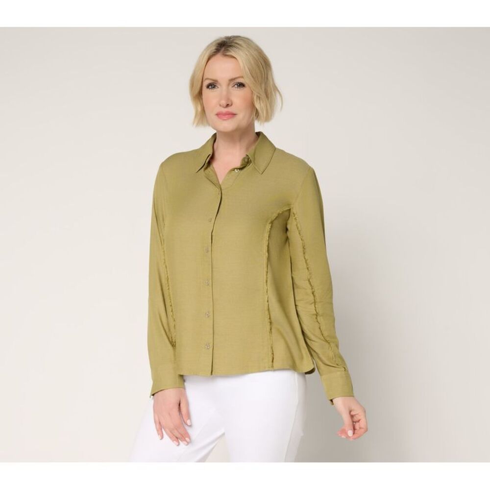 Me by Jennie Garth Women's Top Sz XS Parker Button Down Shirt Yellow